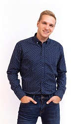 фото Рубашка мужская GROSTYLE  синяя с фламинго