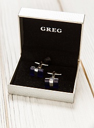фото Запонки в коробке с  выразительным, синем камнем Greg  155992
